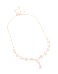 Rose Gold Plated Cubic Zirconia Marquise Vine Y-Necklace - link has visual effect only