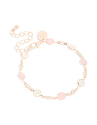 Rose Gold Plated Cubic Zirconia Circle Bracelet - link has visual effect only