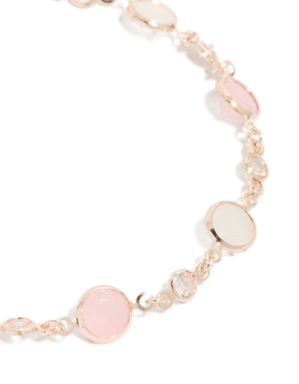 Rose Gold Plated Cubic Zirconia Circle Bracelet