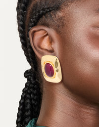 Gold Plated Red Acrylic Molten Rectangle Stud Earrings - link has visual effect only