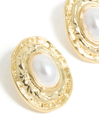 Gold Plated Pearl Molten Oval Earrings - link has visual effect only