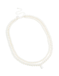 Silver Plated Cubic Zirconia & Pearl Layered Necklace - link has visual effect only