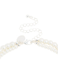Silver Plated Cubic Zirconia & Pearl Layered Necklace - link has visual effect only