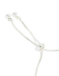 Silver Plated Cubic Zirconia Flower Detail Toggle Bracelet - link has visual effect only