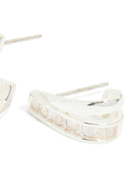 Silver Plated Cubic Zirconia Split Inlay Earrings - link has visual effect only