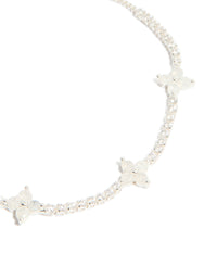Silver Plated Cubic Zirconia Stone Flower Toggle Bracelet - link has visual effect only