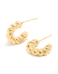 Waterproof Gold Plated Stainless Steel Mini Twisted Open Hoop Earrings - link has visual effect only