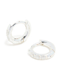 Waterproof Stainless Steel Cubic Zirconia Huggie Earrings - link has visual effect only