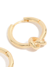 Gold Plated Brass Classic Knotted Huggie Earrings - link has visual effect only