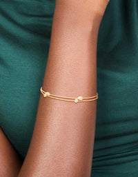 Gold Plated Cubic Zirconia Double Chain Layered Bracelet - link has visual effect only