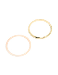 Gold Plated & Pink Acrylic Bangles 2-Pack - link has visual effect only