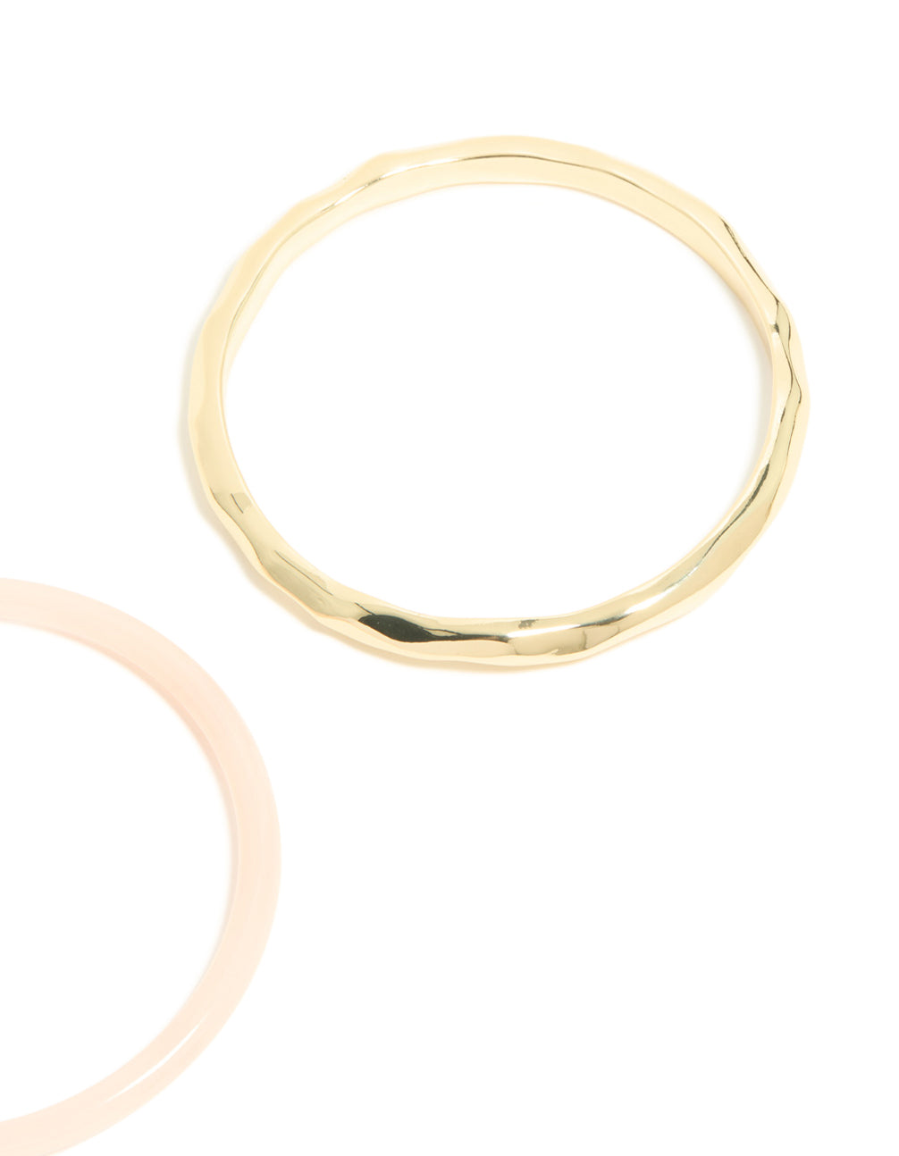 Gold Plated & Pink Acrylic Bangles 2-Pack