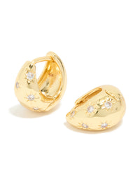 Gold Plated Cubic Zirconia Celestial Huggie Earrings - link has visual effect only