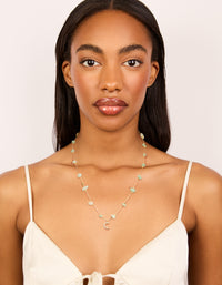 Gold Plated Green Aventurine Semi-Precious Stone Cubic Zirconia Letter C Necklace - link has visual effect only