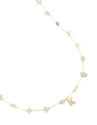 Gold Plated Green Aventurine Semi Precious Stone Cubic Zirconia Letter K Necklace - link has visual effect only