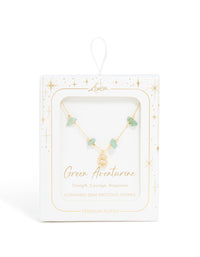 Gold Plated Green Aventurine Semi Precious Stone Cubic Zirconia Letter S Necklace - link has visual effect only