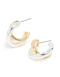 Mixed Metal Plated Small Twisted Hoop Earrings - link has visual effect only