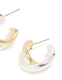 Mixed Metal Plated Small Twisted Hoop Earrings - link has visual effect only