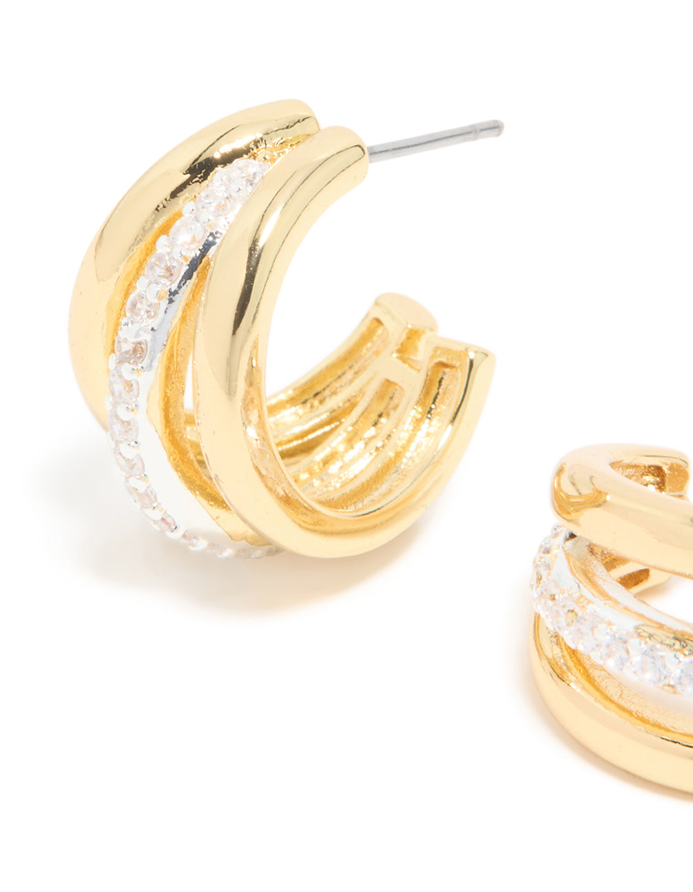 Mixed Metal Plated Cubic Zirconia Pavé Illusion Hoop Earrings