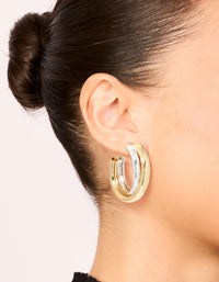 Mixed Metal Plated Large Twisted Criss Cross Hoop Earrings - link has visual effect only