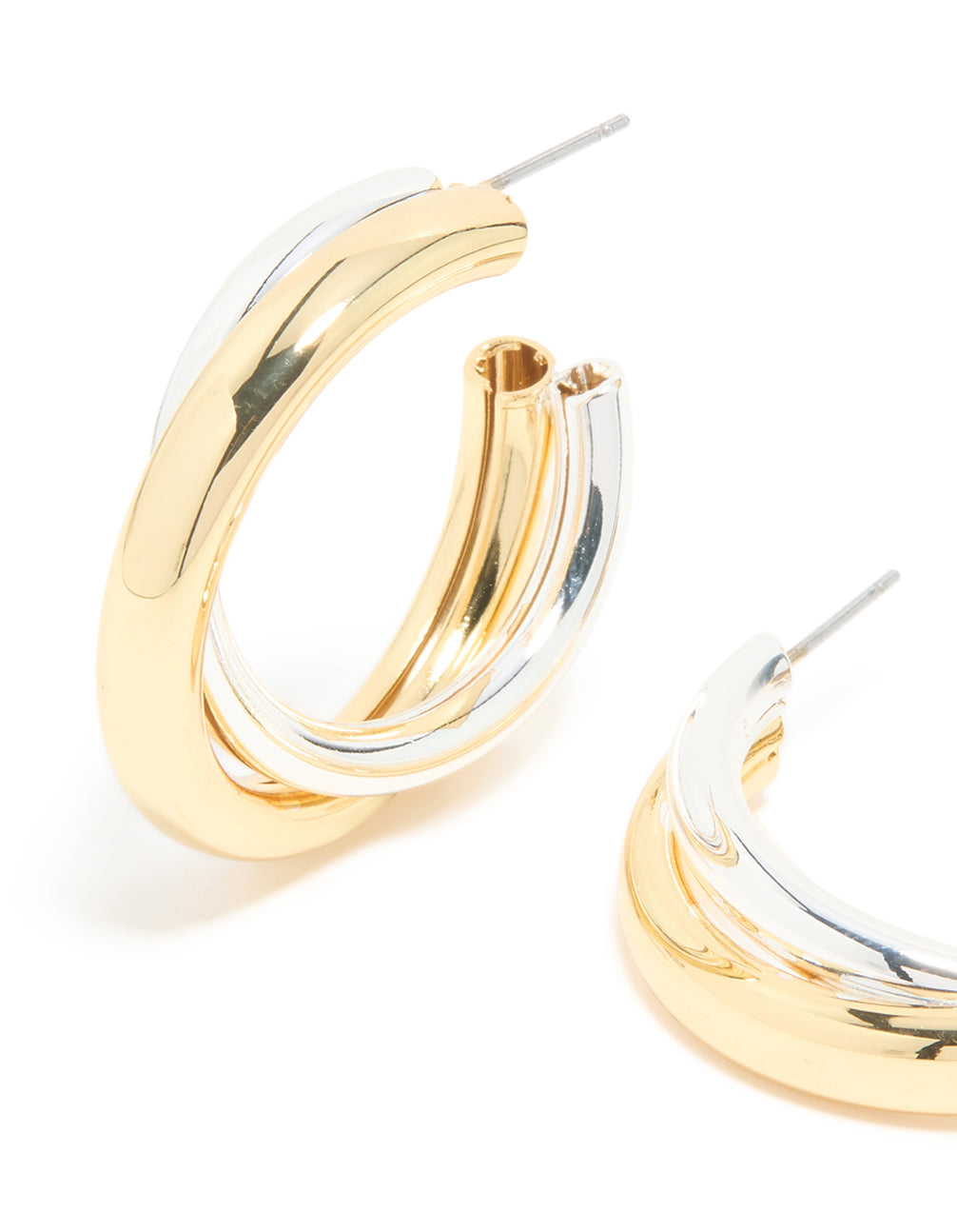 Mixed Metal Plated Large Twisted Criss Cross Hoop Earrings