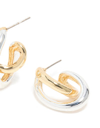 Mixed Metal Plated Medium Twist Hoop Earrings - link has visual effect only