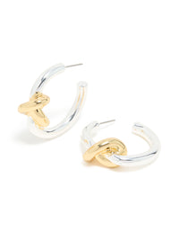Mixed Metal Plated Large Smooth Knot Hoop Earrings - link has visual effect only