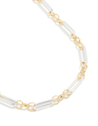 Mixed Metal Plated Link Chain Necklace - link has visual effect only