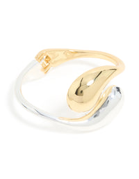 Mixed Metal Plated Large Yin-Yang Wrist Cuff - link has visual effect only