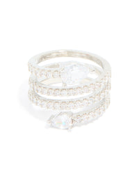 Silver Cubic Zirconia Wrapped Around Arrow Layered Ring - link has visual effect only
