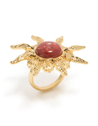 Gold Plated Red Stone Textured Sun Boho Ring - link has visual effect only