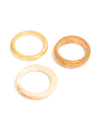 Waterproof Gold Plated Stainless Steel & Marbled Stacking Rings 3-Pack - link has visual effect only
