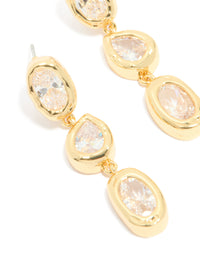 Gold Plated Cubic Zirconia Organic Statement Drop Earrings - link has visual effect only