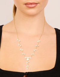 Gold Plated Cubic Zirconia Dainty Vine Spaced Necklace - link has visual effect only