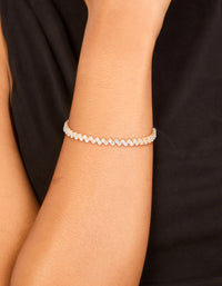 Gold Plated Cubic Zirconia Zig Zag Tennis Bracelet - link has visual effect only