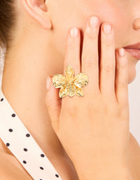 Gold Plated Large Molten Flower Ring - link has visual effect only