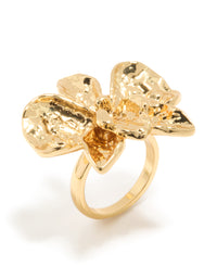 Gold Plated Large Molten Flower Ring - link has visual effect only