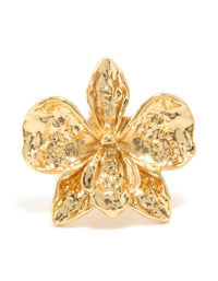 Gold Plated Large Molten Flower Ring - link has visual effect only
