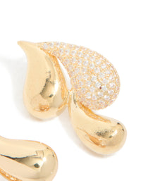 Gold Cubic Zirconia Large Pear Stud Earrings - link has visual effect only