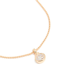 Gold Cubic Zirconia Pendant Necklace - link has visual effect only