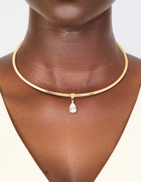 Gold Cubic Zirconia Centre Collar Tube Necklace - link has visual effect only