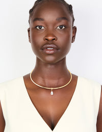 Gold Cubic Zirconia Centre Collar Tube Necklace - link has visual effect only