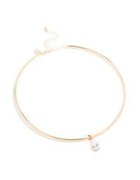 Gold Cubic Zirconia Centre Collar Tube Necklace - link has visual effect only