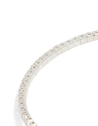 Silver Cubic Zirconia Open Circle Wrist Cuff - link has visual effect only