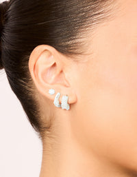 Silver Cubic Zirconia Huggie & Stud Earrings 3-Pack - link has visual effect only
