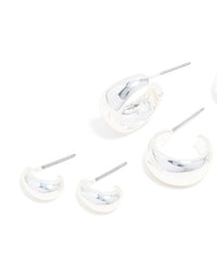 Silver Simple Open Hoop Earrings 3-Pack - link has visual effect only