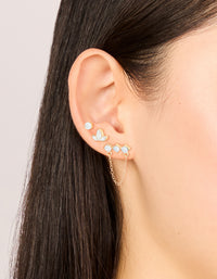 Gold Cubic Zirconia Stud & Chain Earrings 3-Pack - link has visual effect only