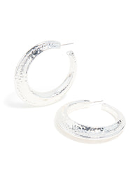 Silver Hammered Textured Hoop Earrings - link has visual effect only