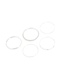 Silver Smooth & Textured Bangles 6-Pack - link has visual effect only