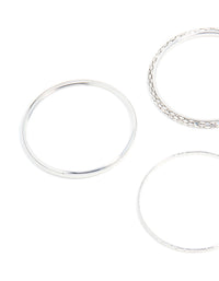 Silver Smooth & Textured Bangles 6-Pack - link has visual effect only